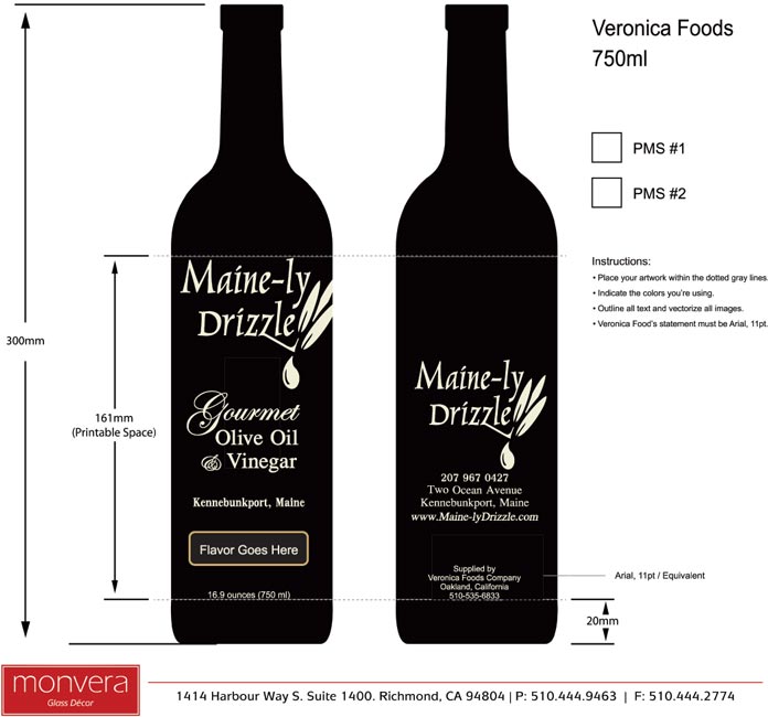 750 ml bottle design custom olive oil