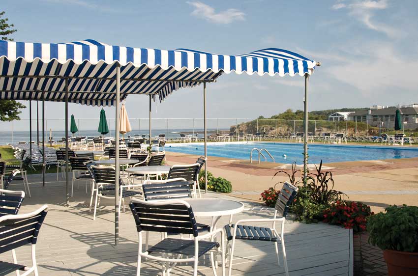 Poolside patio area