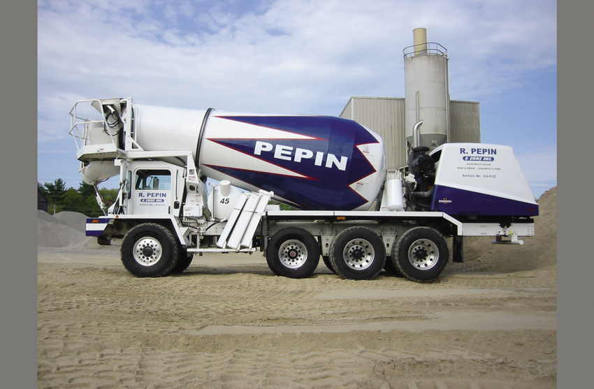 Pepin concrete truck in front of plant